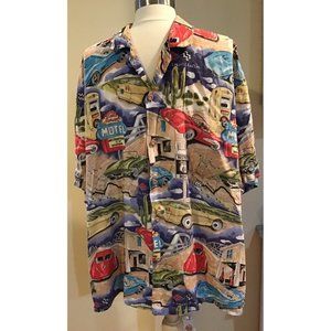 VTG Paradise Found Chevy Corvettes button-front Hawaiian-made shirt size XL